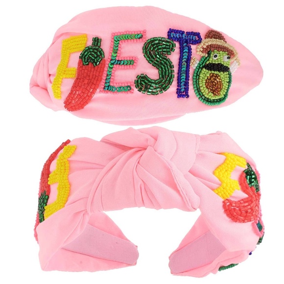 Fiesta Beaded Lettering Top Knotted Headband - Picture 1 of 1